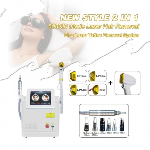 ADG 2 In 1 Diode Laser 755 808 1064 nm And Picosecond Laser Hair Removal And Tattoo Machine