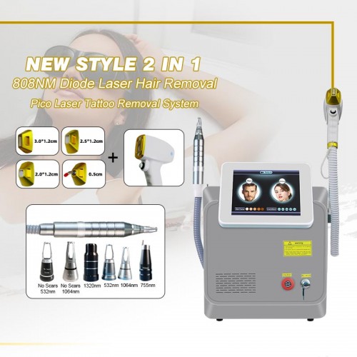 ADG 2 In 1 Diode Laser 755 808 1064 nm And Picosecond Laser Hair Removal And Tattoo Machine