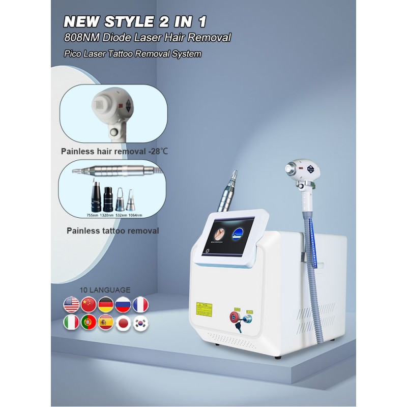 ND-yag tattoo removal 2 in 1 1064 nm picosecond q switch nd yag carbon facial laser 808 diode hair removal machine 