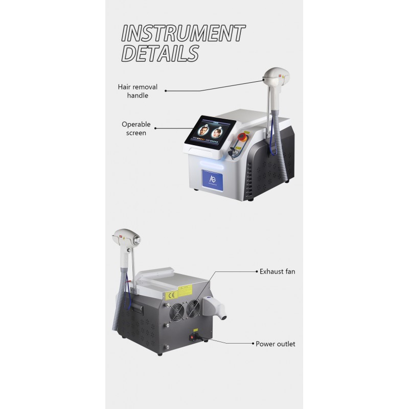 Professional high and 3 wavelength 755+808+1064 nm diode laser hair removal machine 