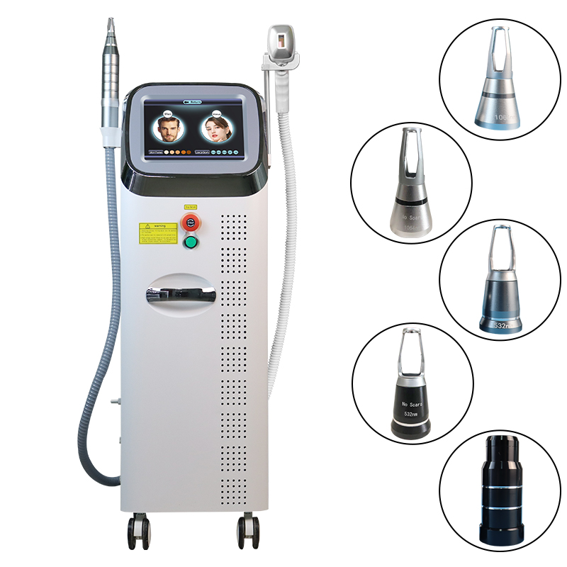 OEM 2 -In-1 Pico Nd Yag Laser 1064 532 1320nm Tattoo Removal And Wrinkle Removal +808nm Hair Removal Machine