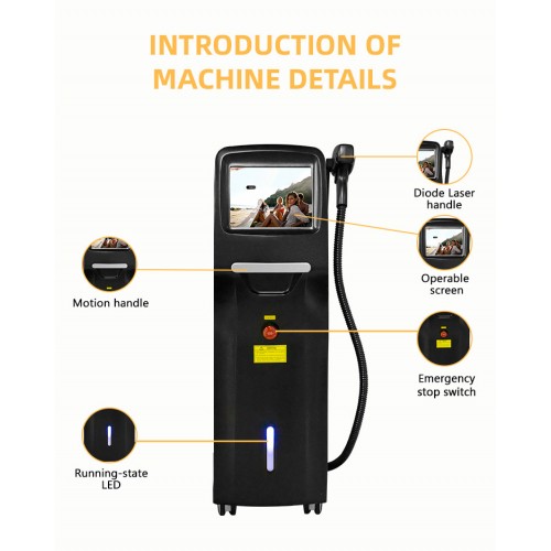 High power portable diode Laser Hair Removal 755nm 808nm 1064nm 3 Waves 808 Diode Laser Depilacion Machine