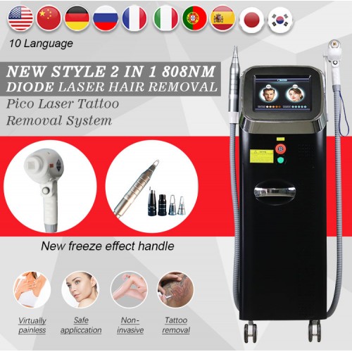 New  q Switch Nd Yag Pico Laser Hair Removal Machine 808 Picosecond 2 In 1 Long Pulse Tattoo Removal Machine 