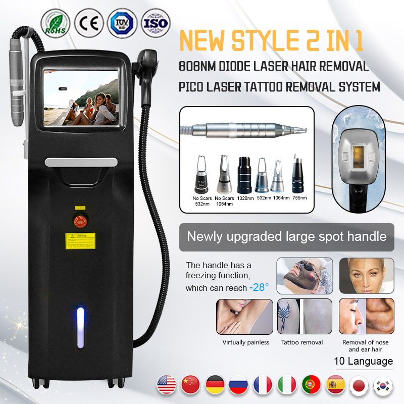 2 in 1 808 Hair Removal Pico laser machine Tattoo Removal skin rejuvenation Picosecond laser machine 