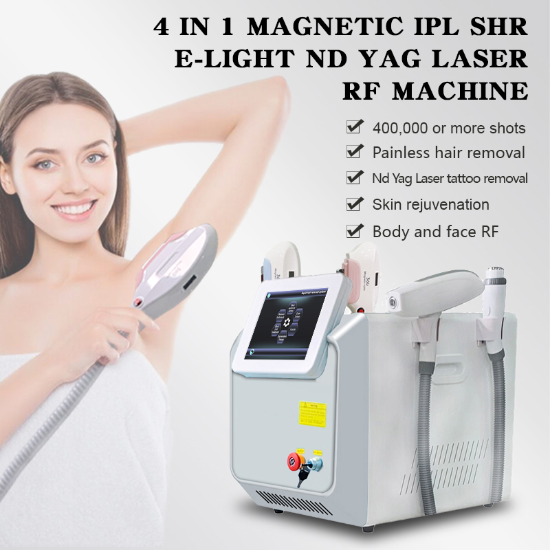 Multifunctional 4-in-1 Elight IPL OPT RF ND Yag Laser Tattoo Hair Removal Beauty Machine Multi functional Hair Removal Product 