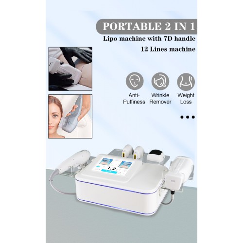 2-in-1 Lipo 7D Frozen HIFU Smas Anti-Aging Face Lifting Skin Tightening Wrinkle Removal Face Lift Loss Weight Machine 