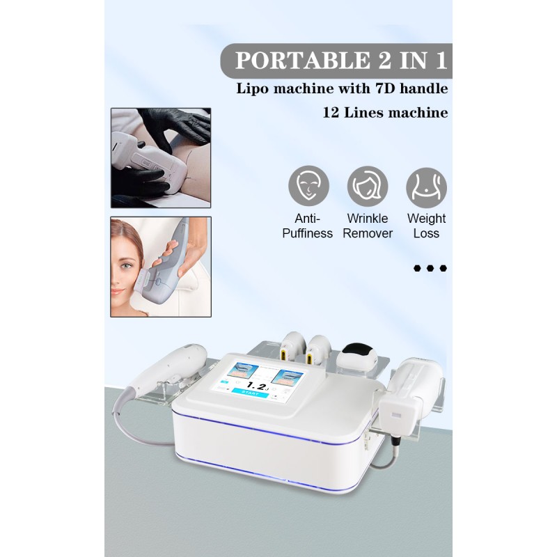 2-in-1 Lipo 7D Frozen HIFU Smas Anti-Aging Face Lifting Skin Tightening Wrinkle Removal Face Lift Loss Weight Machine 