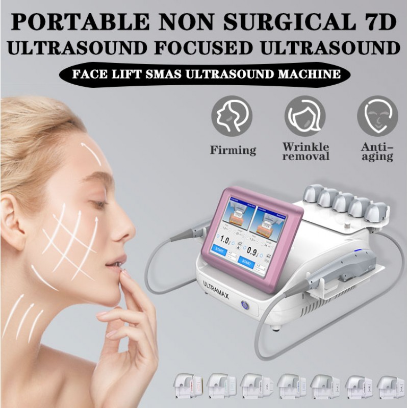 Portable 7 cartridges ultramax hifu machine 7d face and body 7D HI FU face lifting machine 