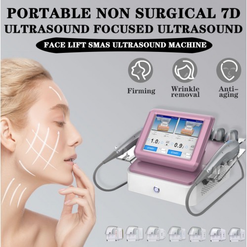 Portable pink dual-system hif 7d facial y corporal face lifting hif 7d facial and body machine 