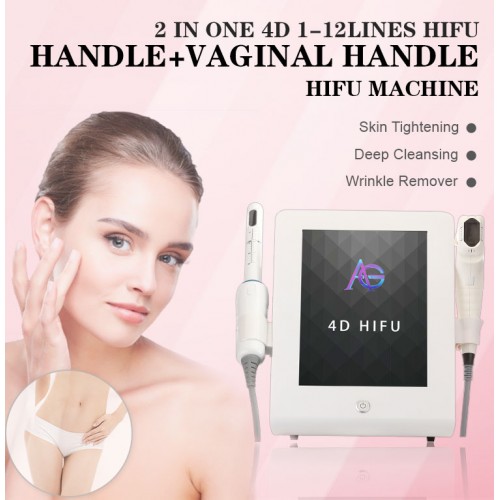 Hot Selling Dual Handles Portable 3D 4D 9D 7D HFU Beauty Machine HIFU Vaginal Tightening Machine 