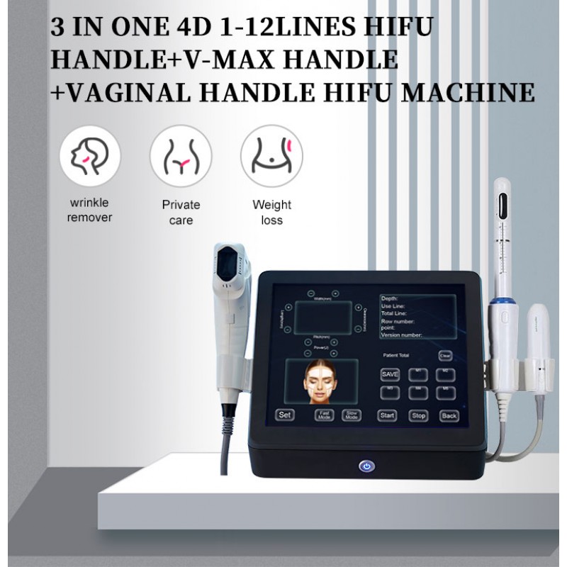 Portable 3 In 1 Hifu V-max Vaginal Machine For Face And Body Skin Tightening 