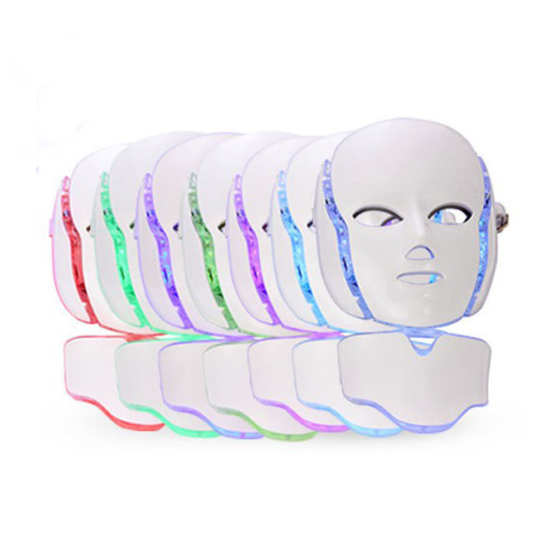 Led Face Neck Beauty Device 7 Color LED Light Photon Blue Red Light Therapy Anti- Wrinkle Led light Therapy Beauty mask 