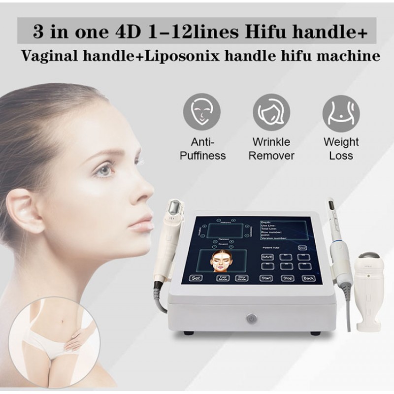 3 in 1 Professional HIFU Body Slimming Machine with 4D HIFU Winkle Removal System and Vaginal Tightening Feature 